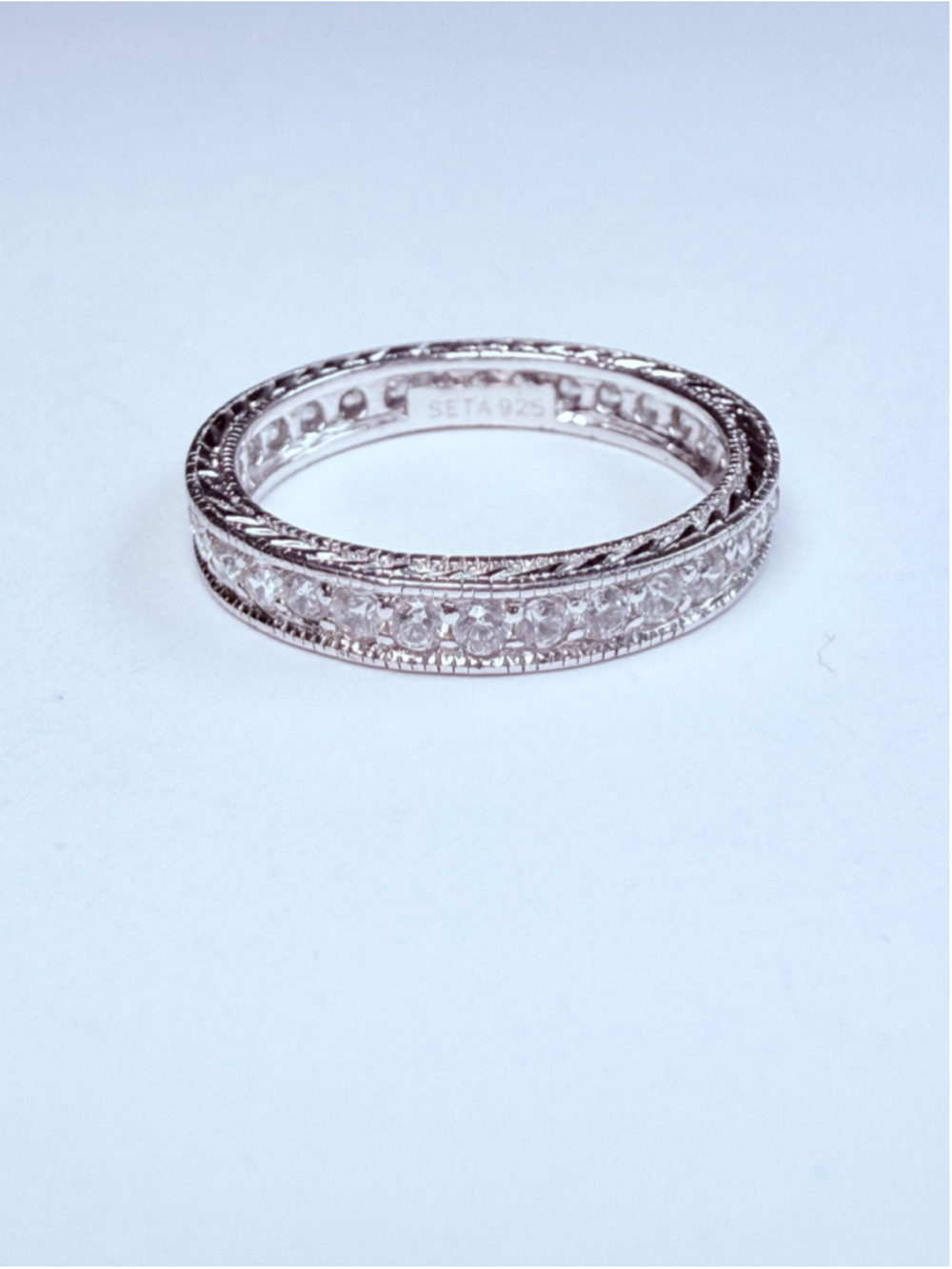 SETA Eternity Cubic Zirconia CZ Channel Set 925 Sterling Silver 4MM Band Ring